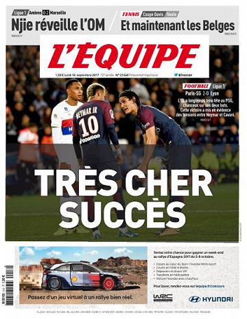 L’equipe du Lundi 18 Septembre 2017