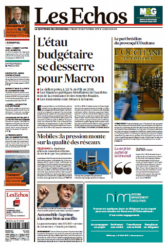 Les Echos du Mardi 19 Septembre 2017