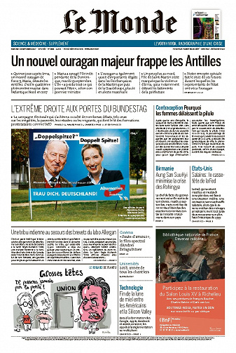 Le Monde du Mercredi 20 Septembre 2017