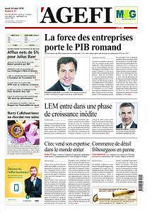 L’Agefi - Jeudi 24 Mai 2018