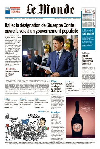 Le Monde du Vendredi 25 Mai 2018