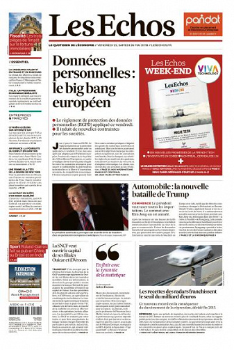 Les Echos du Vendredi 25 et Samedi 26 Mai 2018