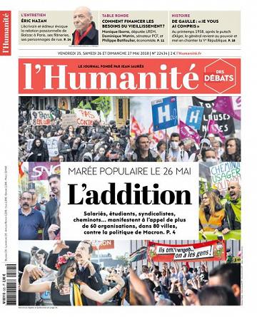 L’Humanite du Vendredi 25 et Dimanche 27 Mai 2018