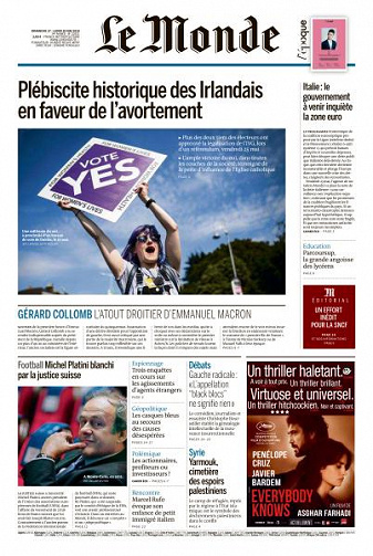 Le Monde du Dimanche 27 et Lundi 28 Mai 2018