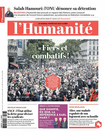 L’Humanite du Lundi 28 Mai 2018
