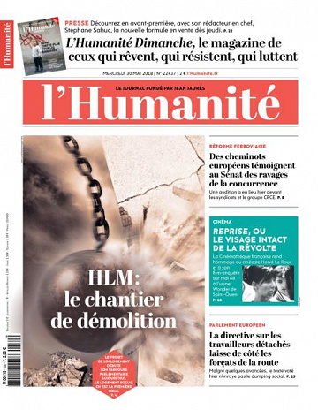 L’Humanite du Mercredi 30 Mai 2018