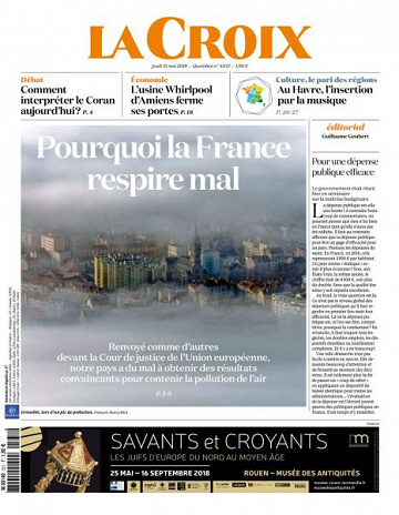 La Croix du Jeudi 31 Mai 2018