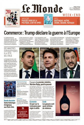 Le Monde du Samedi 2 Juin 2018