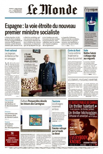 Le Monde du Dimanche 3 et Lundi 4 Juin 2018