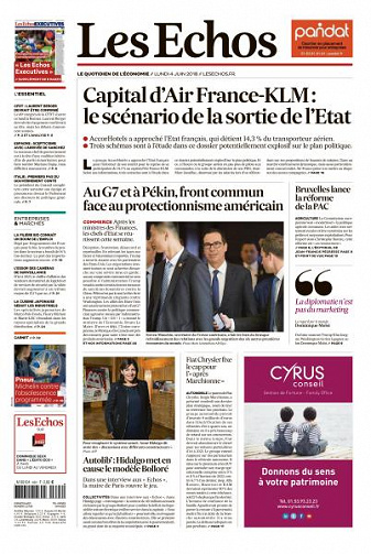 Les Echos du Lundi 4 Juin 2018