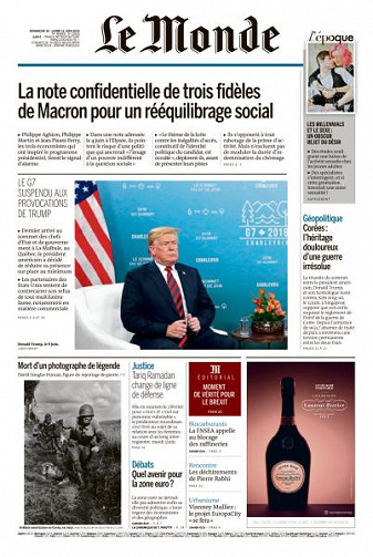 Le Monde du Dimanche 10 et Lundi 11 Juin 2018