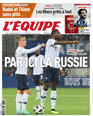 L’equipe du Samedi 9 Juin 2018