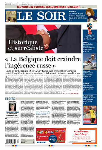 Le Soir + Supplément du Mercredi 13 Juin 2018