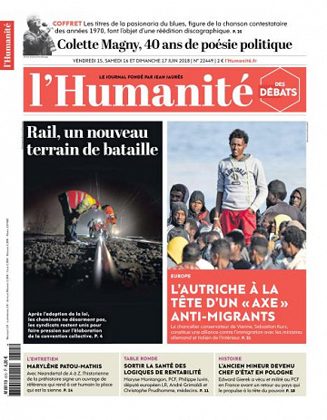 L’Humanite du Vendredi 15 et Dimanche 17 Juin 2018