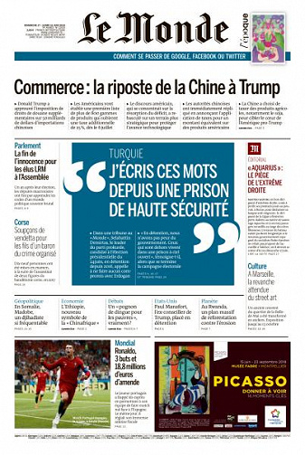 Le Monde du Dimanche 17 et Lundi 18 Juin 2018