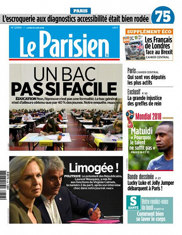 Le Parisien du Lundi 18 Juin 2018