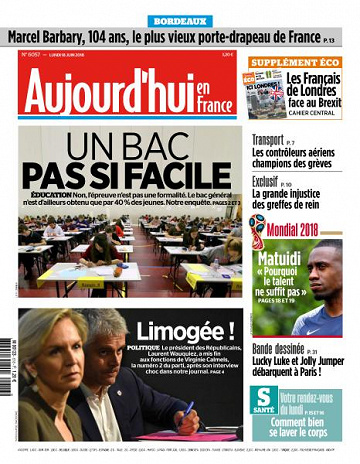 Aujourd’hui en France du Lundi 18 Juin 2018