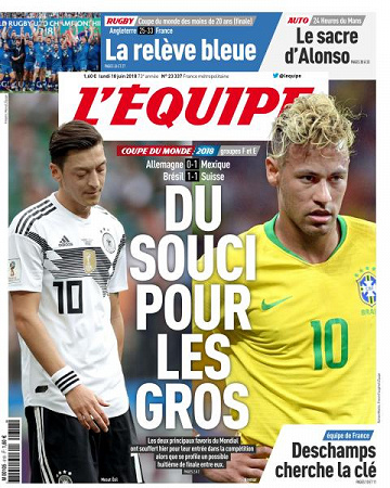L’equipe du Lundi 18 Juin 2018