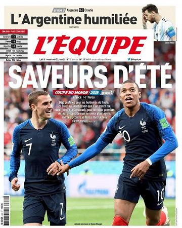 L’equipe du Vendredi 22 Juin 2018