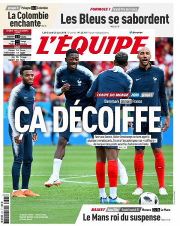 L’equipe du Lundi 25 Juin 2018