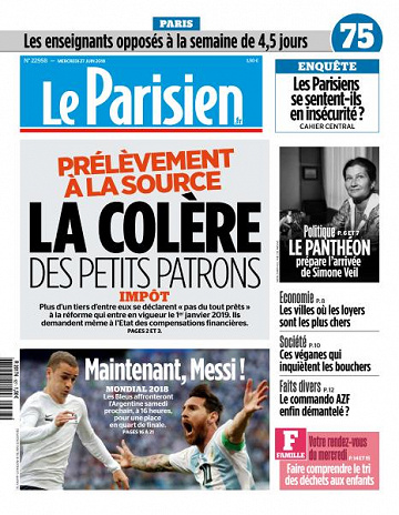 Le Parisien du Mercredi 27 Juin 2018