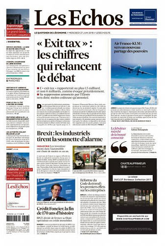 Les Echos du Mercredi 27 Juin 2018
