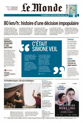 Le Monde du Dimanche 1er et Lundi 2 Juillet 2018