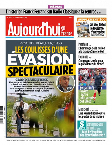Aujourd’hui en France du Lundi 2 Juillet 2018