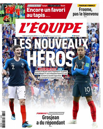 L’equipe du Lundi 2 Juillet 2018
