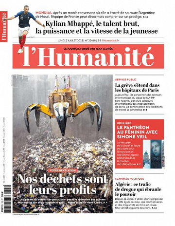 L’Humanite du Lundi 2 Juillet 2018
