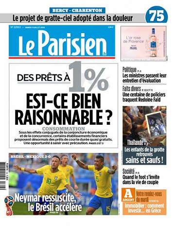 Le Parisien du Mardi 3 Juillet 2018