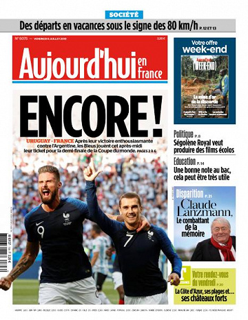 Aujourd’hui en France du Vendredi 6 Juillet 2018