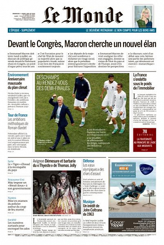Le Monde du Dimanche 8 et Lundi 9 Juillet 2018