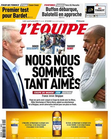 L’equipe du Lundi 9 Juillet 2018