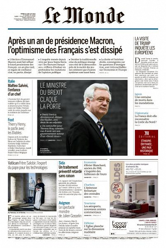 Le Monde du Mardi 10 Juillet 2018