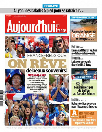 Aujourd’hui en France du Mardi 10 Juillet 2018