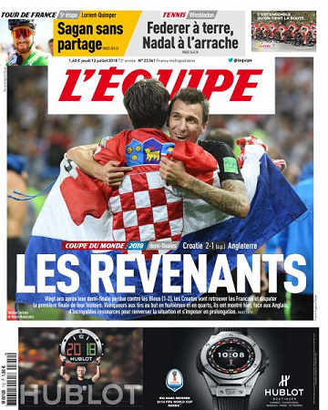 L’equipe du Jeudi 12 Juillet 2018