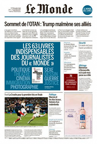 Le Monde du Vendredi 13 Juillet 2018