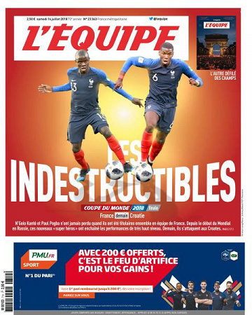 L’equipe du Samedi 14 Juillet 2018