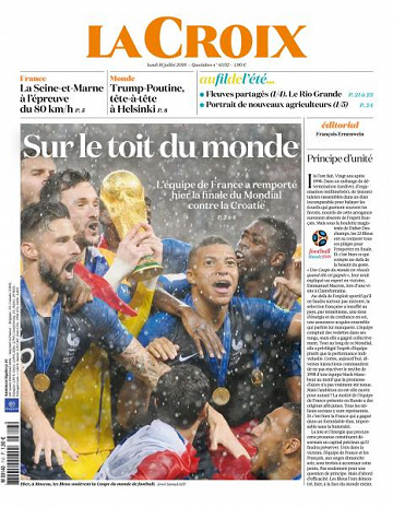 La Croix du Lundi 16 Juillet 2018