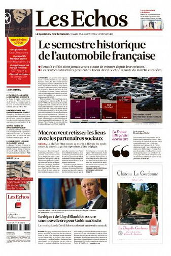 Les Echos du Mardi 17 Juillet 2018