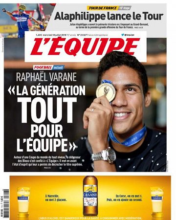 L’equipe du Mercredi 18 Juillet 2018