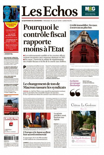 Les Echos du Mercredi 18 Juillet 2018