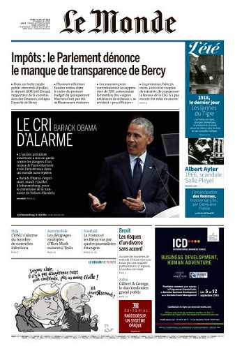 Le Monde du Jeudi 19 Juillet 2018