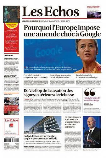 Les Echos du Jeudi 19 Juillet 2018
