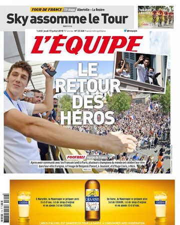 L’equipe du Jeudi 19 Juillet 2018
