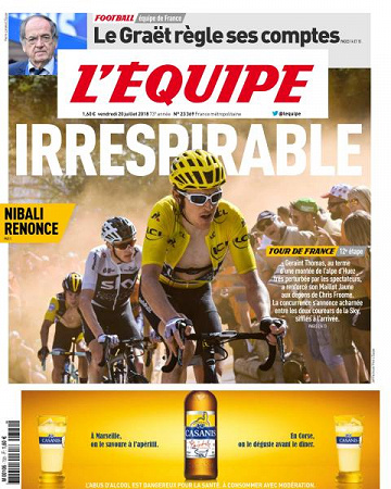 L’equipe du Vendredi 20 Juillet 2018