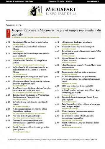 Mediapart - Dimanche 22 Juillet 2018