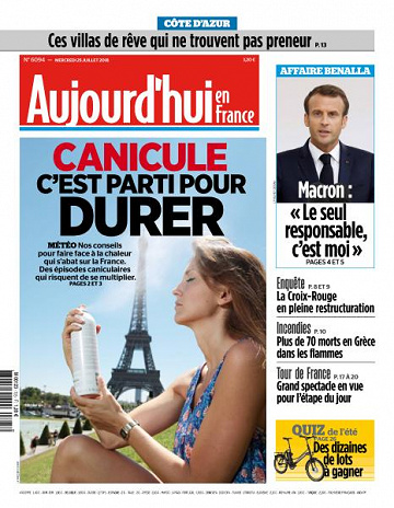 Aujourd’hui en France du Mercredi 25 Juillet 2018