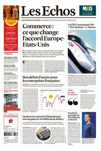 Les Echos du Vendredi 27 et Samedi 28 Juillet 2018